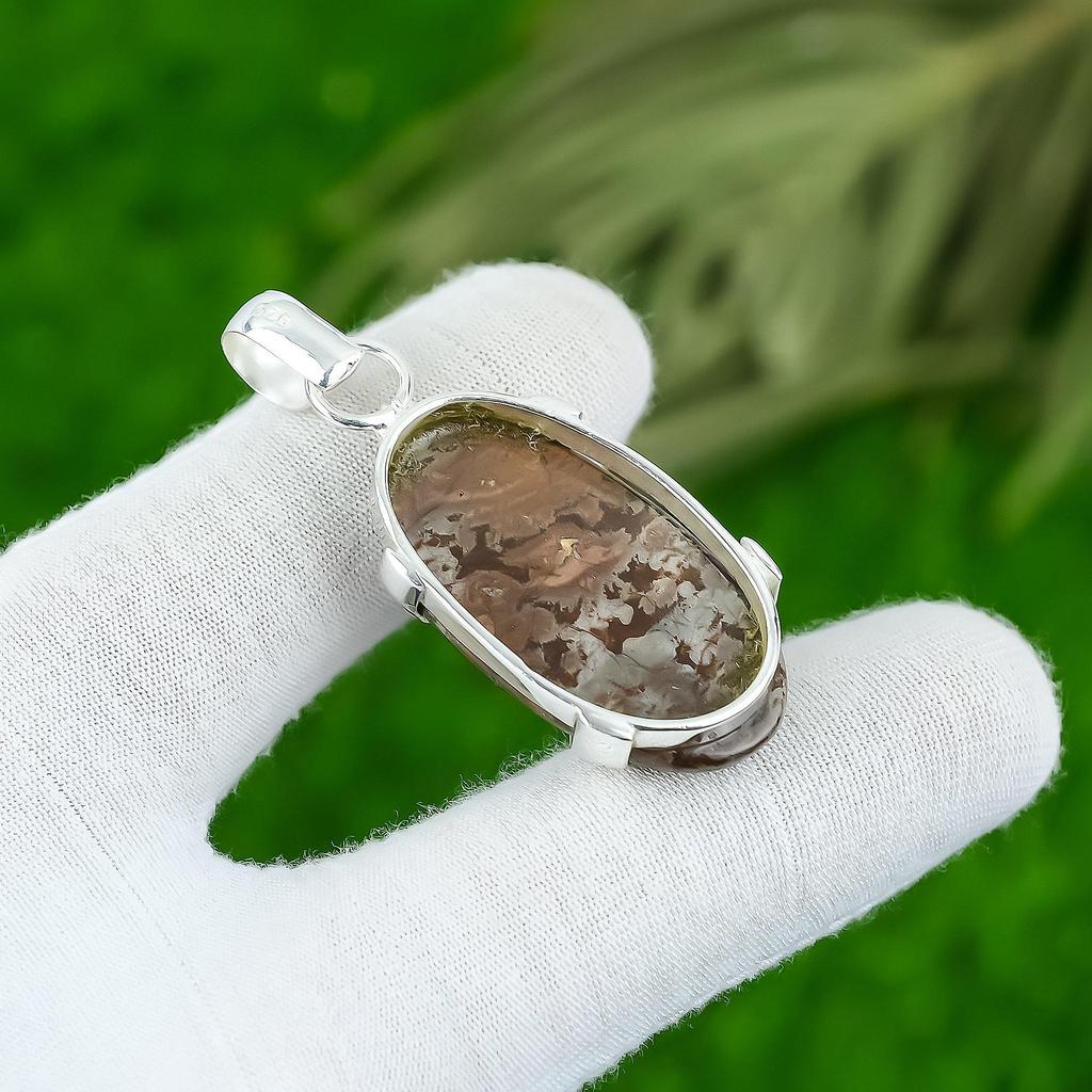 Natural Butterfly Jasper Gemstone Jewelry 925 Sterling Silver Pendant For Girls