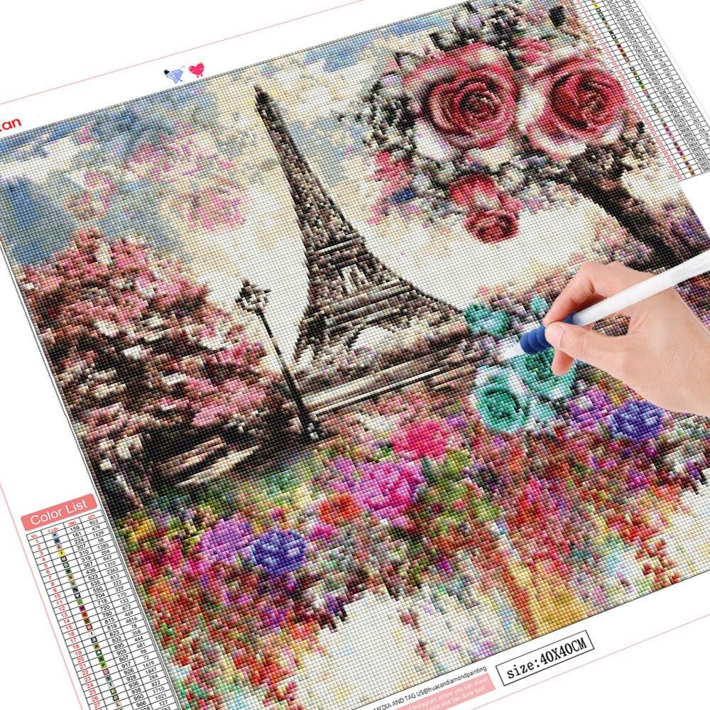 Kit di pittura diamante 5D torre mosaico paesaggio diamante ricamo fiore decorazioni per la casa fai da te
