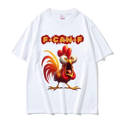 F Caw F Chicken Funny Rooster Meme T Shirt Men Women Vintage High Quality Pure Cotton T-shirts Summer Casual Oversized T-shirt