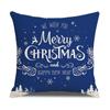 Christmas Pillow Cover Blue Elk Snowflake Linen Print Sofa Cushion Home Cushion Cover