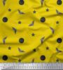 Soimoi Purple Japan Crepe Satin Fabric Moon,Star & Bats Halloween Print Fabric by the Metre 42 Inch