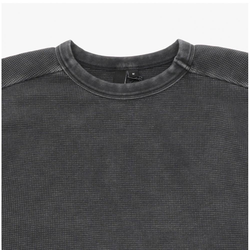 Enthiastudio Thermal Washed Black Unisex Long Sleeve Tee Es2260wb
