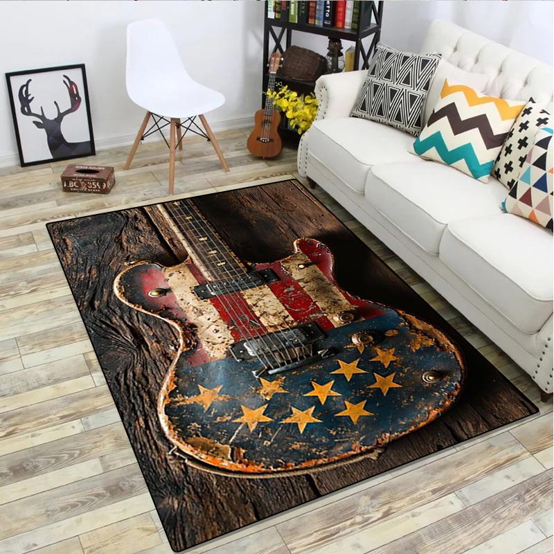 1Pc Guitar Print Rug - home decoration Carpet For Living Room Bedroom Flooring Computer Chair Area Rug