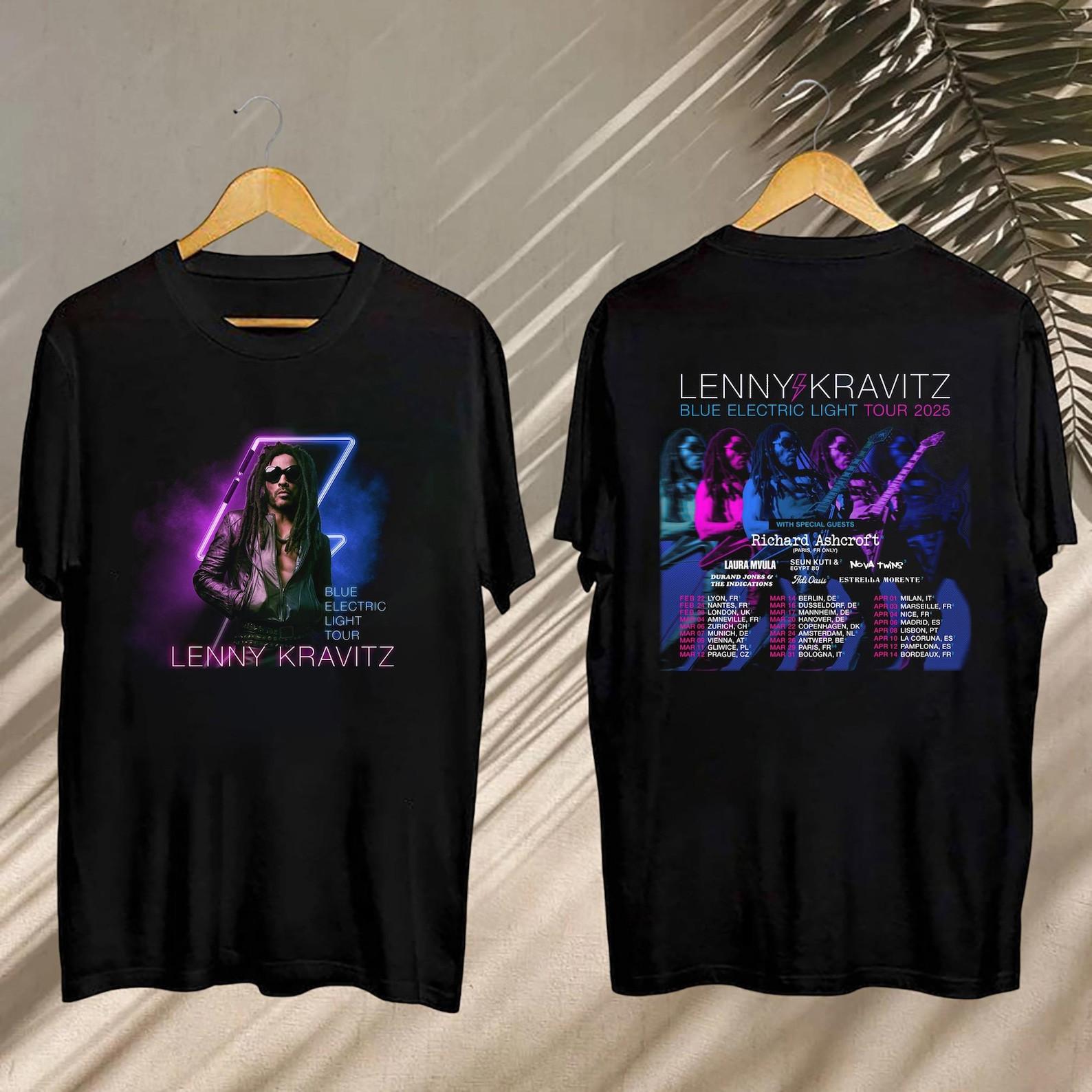 2026 Lenny Kravitz Blue Electric Light Tour Shirt Lenny Kravitz Concert L