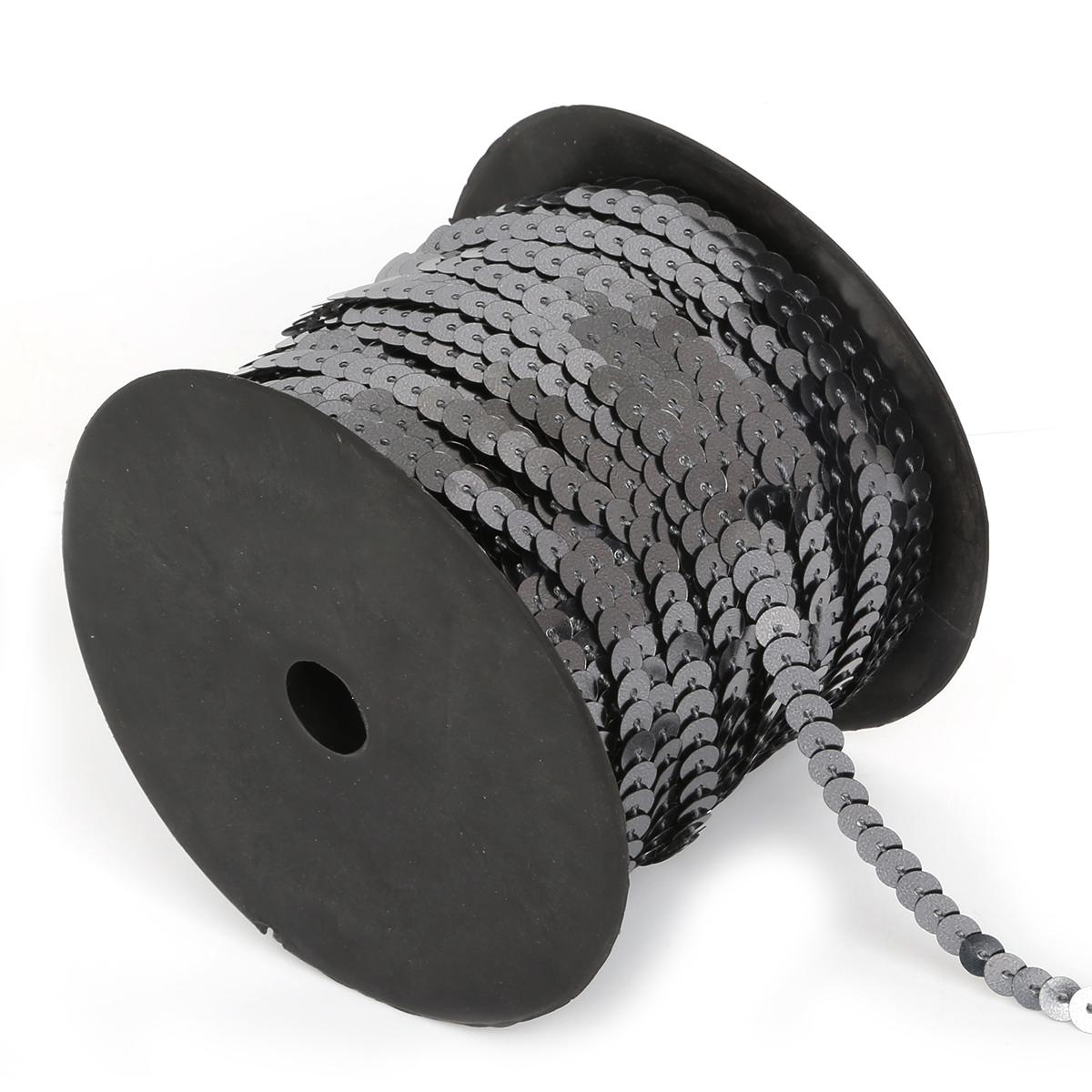 91 Meter flache Pailletten, Laser-vergoldete Pailletten, Pailletten, Basteln, Nähen auf Stoff, Dekor-Accessoire, Paillettenbesatz 6mm 100yds dunkelgraue