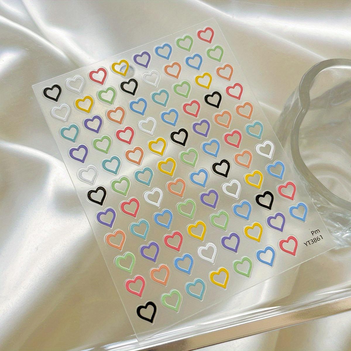 

Красочная пятиконечная звезда, наклейки для ногтей в виде сердца, тонкие и прочные плоские наклейки для украшения ногтей с клейкой основой