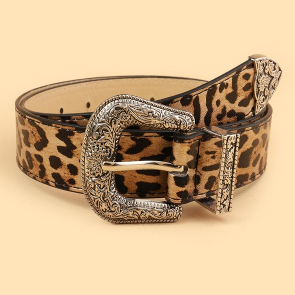 Unique Waist Belt Leopard Print Chain for Cowboy Cowgirl Stylish Hot Buckle Retro Hot Buckle Waist Chain Belt