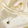 Fashion Trendy Gold Plated Stainless Steel Link Chain Necklace with Zircon Pendants for Women Party Occasions