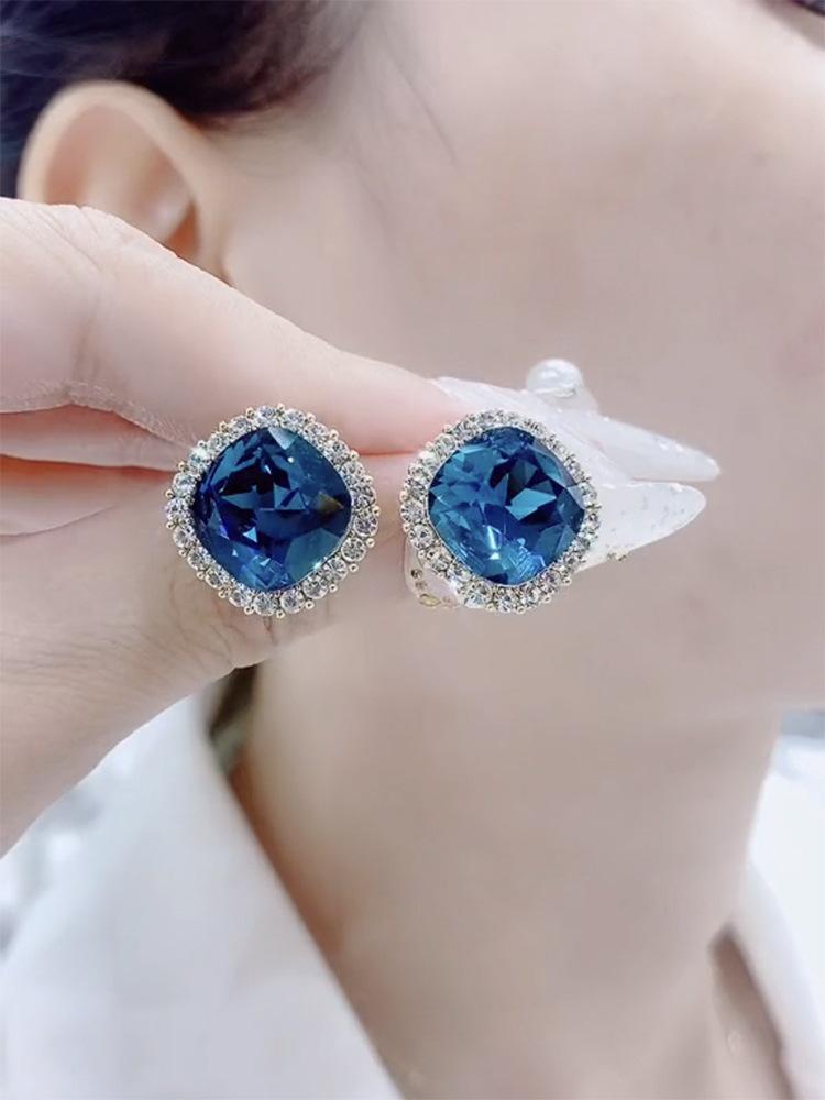 Brincos Longos Quadrados de Cristal Coreanos da Moda 2022 para Mulheres