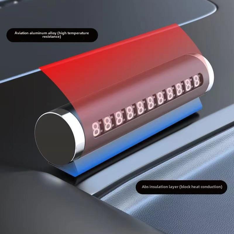Car Temporary Parking Number Plate Black Aluminium Alloy Material Roller Adjustable Car Parking Plate Car Supplies