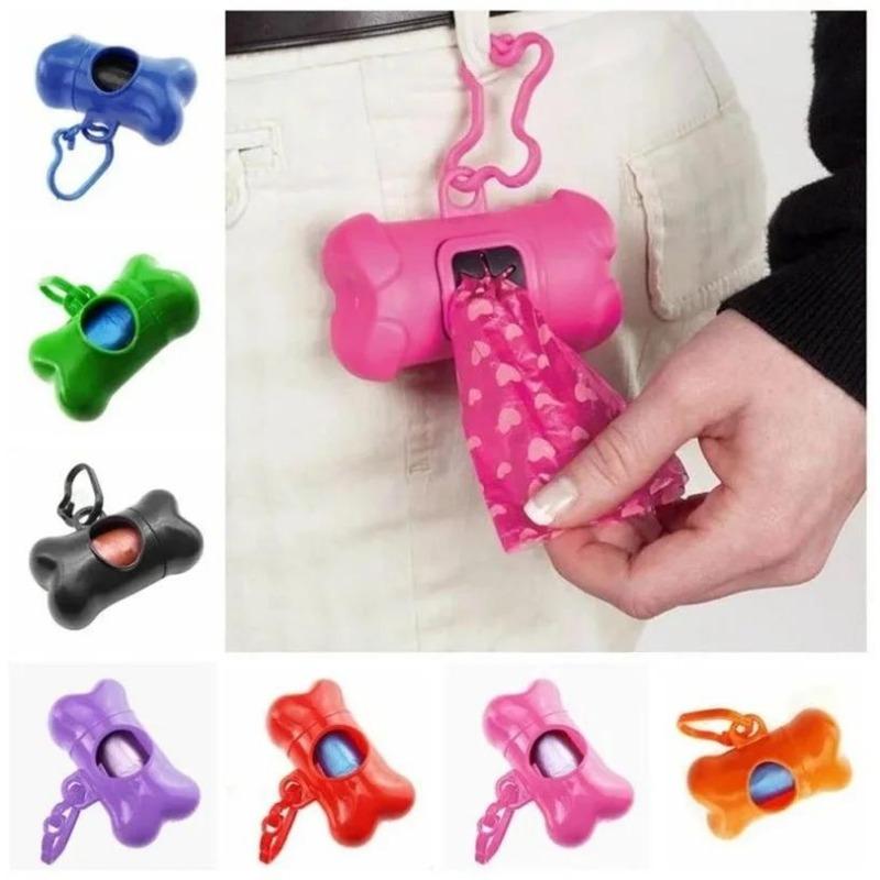 Pet Dog Poop Bag Bone Shape Dispenser Waste Garbage Carrier Holder Dispensers Poop Bag Dogs Trash Cleaning Tool Pet Products LS