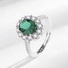 2026 Emerald Fashion Women's Zircon Ring Gemstone Pendant Necklace Earring Set Jewelry