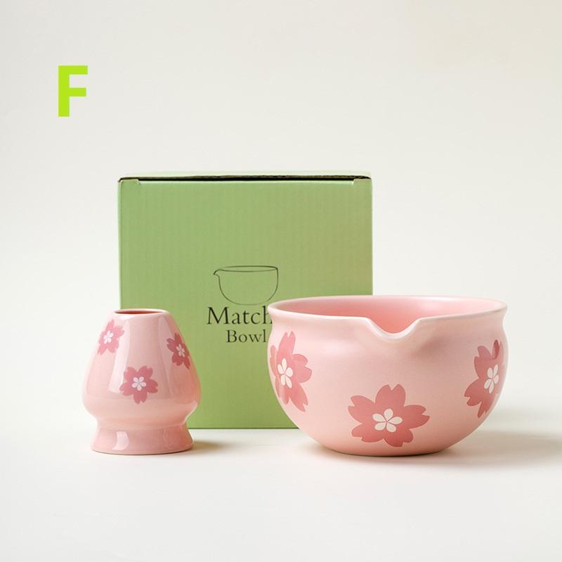 1/2 szt. Ceramiczna Miseczka do Matchy, Japoński Styl Sakura Miseczka do Matchy Artystyczna Ceramiczna Miseczka do Ceremonii Herbacianej Miska na Sałatkę Do Matchy