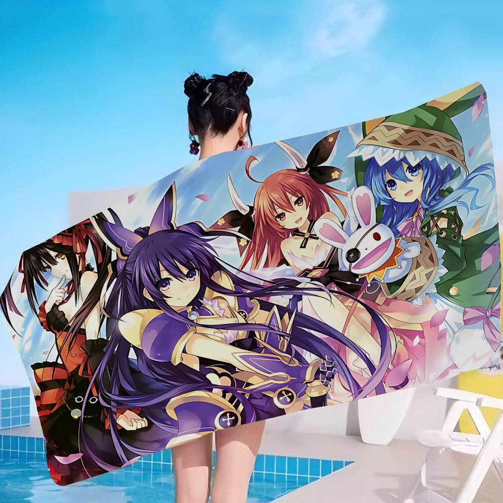 Date A Live Cartoon Microfiber Blanket Quick Drying Beach Towels Oversized Printing Super Absorbent Pool Towel Blanket