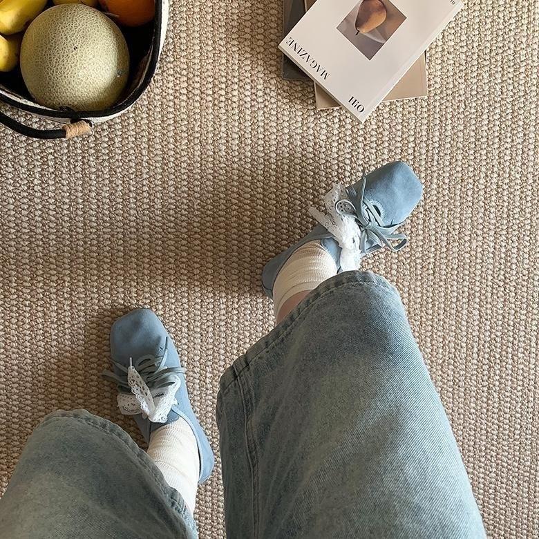 Niche design sense square head new ballet style soft sole single shoes bow women's shoes