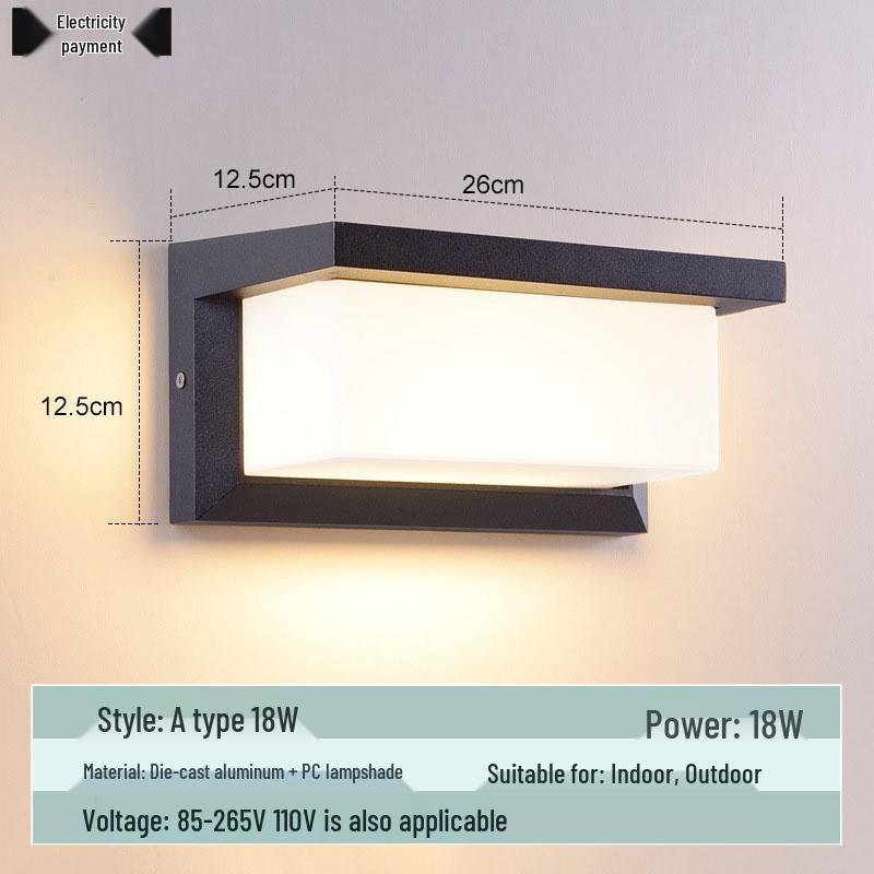Waterproof Minimalist LED Wall Light with Smart Sensor for Outdoor Use