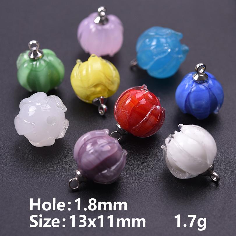 9pc Mix Glass Lily Of The Valley Pendants For Jewelry Making Supplies Colorful Flower Charm Pendant DIY Vintage Earring Bracelet