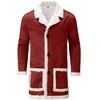 Men's Casual Cardigan Fleece Lined Solid Buttons Wool Long Sleeve Trench Coat
