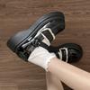 Spring Round-headed, White, College-style, Versatile, Thick-soled Small Leather Shoes, Women's Summer Retro French Mary Jane Shoes