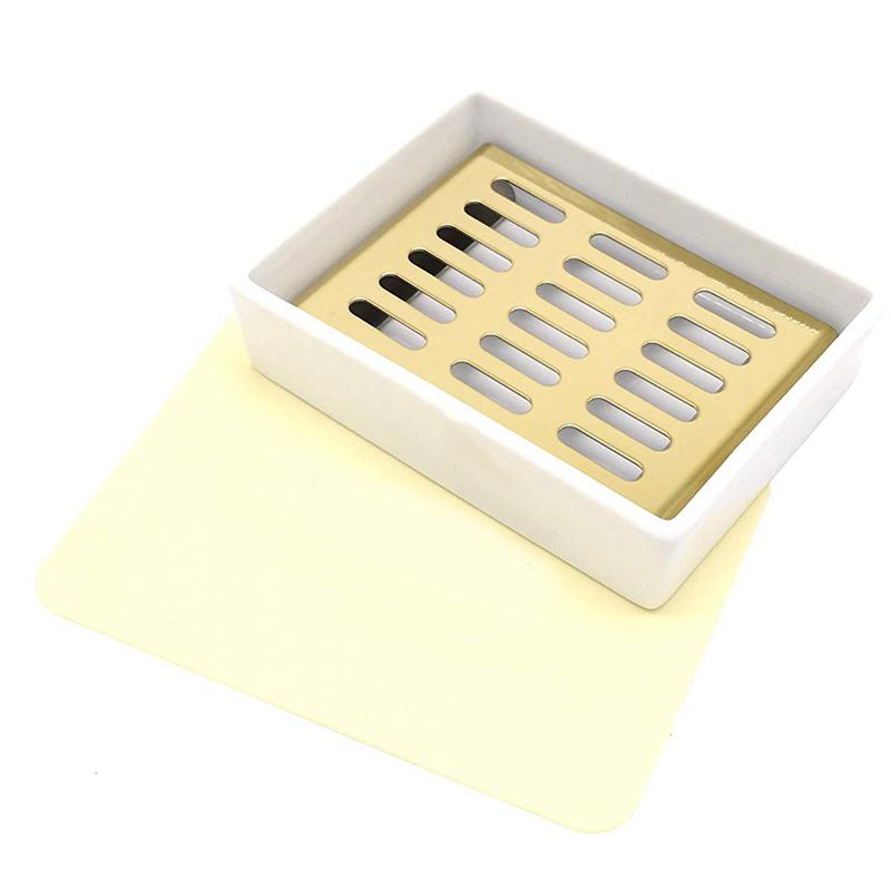 A30u-Keramik Seifenschale Edelstahl Seifenhalter für Bad und Dusche Doppellagige Ablassende Seifenbox