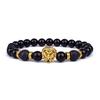 Fashion Obsidian Lion Head Charm Bracelets Men Lava Stone Zircon Prism Bracelets & Bangles for Women New Friendship Jewelry Gift