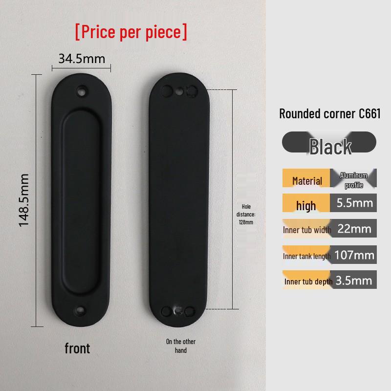 No-Drill Sliding Door Handle for Glass, Cabinet & Kitchen, Gold/Black/Gray Finish