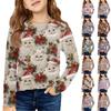 Girls' Long Sleeve Tee - Pleated Round Neck Casual Top