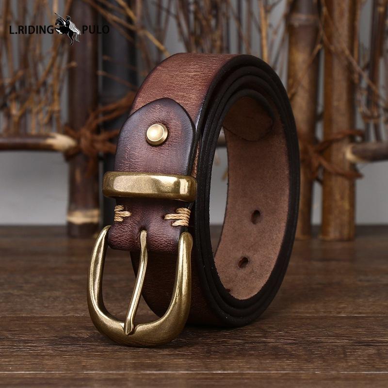 Fashionable Leather Belt Genuine Leather Pin Buckle Retro Old Korean Style Versatile Men and Women's Trouser Belt