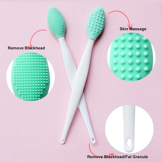 6Pcs Silicone Nose Brush Soft Silicone Double-Sided Face Cleanser Exfoliating Blackhead Remover Gentle Skin Care Tool for Sensitive Skin Lip Care And