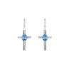 Sterling Silver Cross Earrings: Minimalist Red Garnet Religious Jewelry