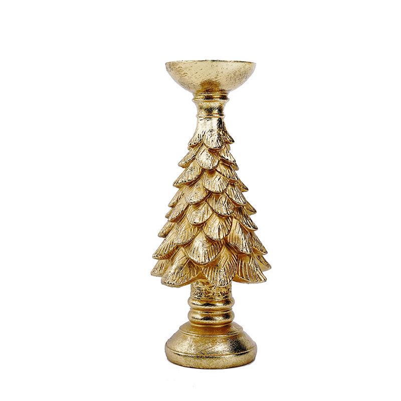 Gold Christmas Tree Candlestick Holder - Festive Home Decoration Ornament