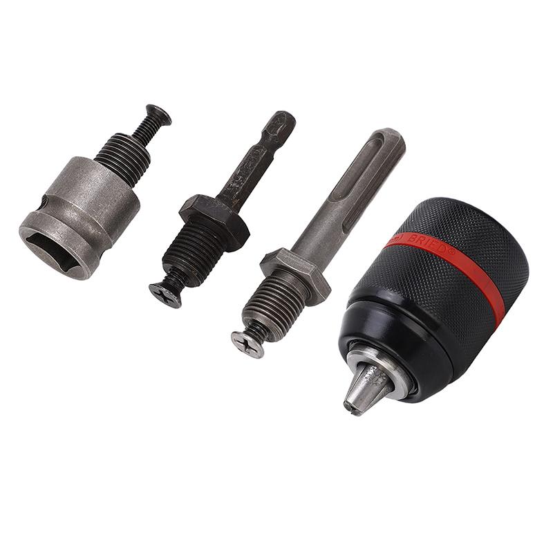 2-13mm Keyless Threaded Metal Drill Chuck, Hex Shank/SDS/Square Quick Grip Adapter, Chuck for Drill Bits Screwdriver Tap&Sockets
