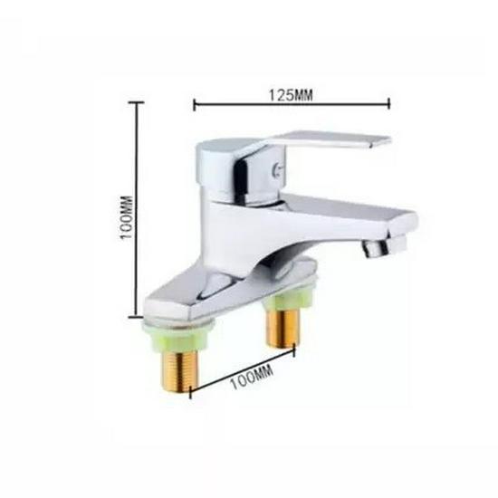 Hot and Cold Bathroom Basin Faucet, Full Copper Body, Three-Hole Configuration