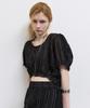 Nigaennikol Pin Stripe Puff Blouse_Black