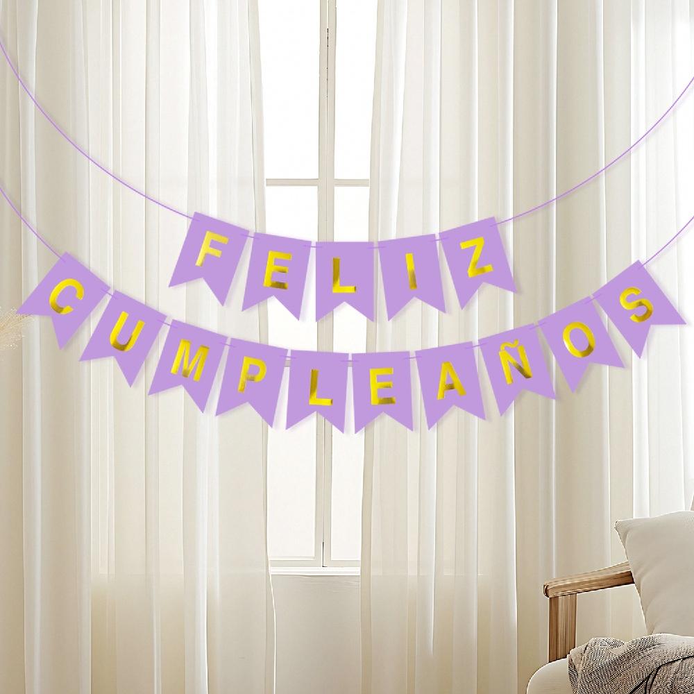 1PC/5PCS/10PCS 11.6cmX16.2cm Spanish Birthday Flag Party Banner Flower ForHome Room Happy Birthday Party Atmosphere Decorations