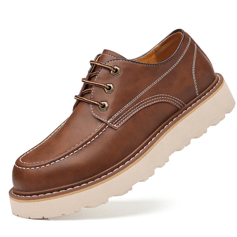 

2024 Новые британские туфли-лоферы с толстой подошвой, мужские повседневные кожаные туфли-дерби, дизайнерские туфли ручной работы на плоской подошве 44 коричневый