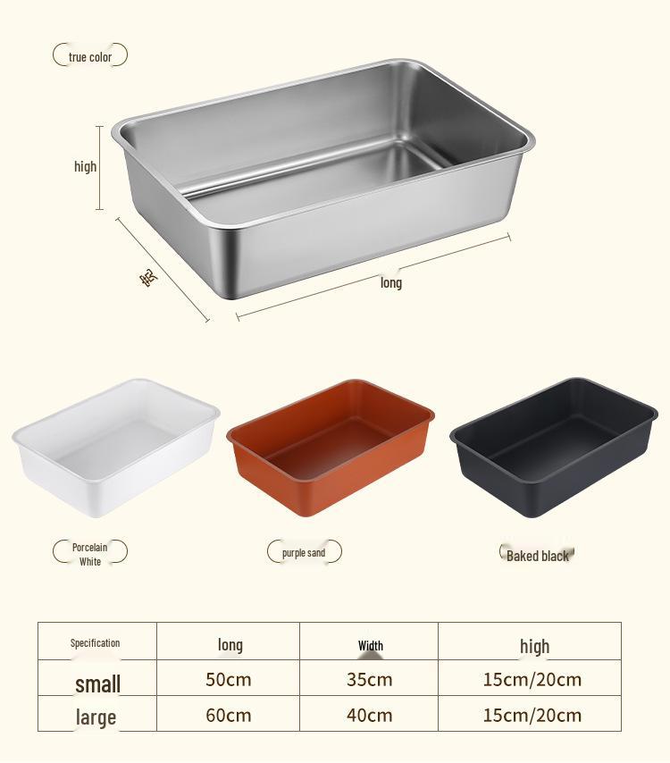 Stainless Steel XL Anti-splash Open Cat Litter Box & Pet Bath Tub