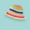 Stylish Rainbow Weave Straw Fisherman Hat For Women Beach Holiday