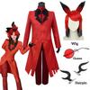 Alastor Hazbin Cosplay Kostüm Hotel Radio Dämon Cosplay Rote Jacke Hemd Hose Handschuhe Krawatte Uniform Halloween Voll