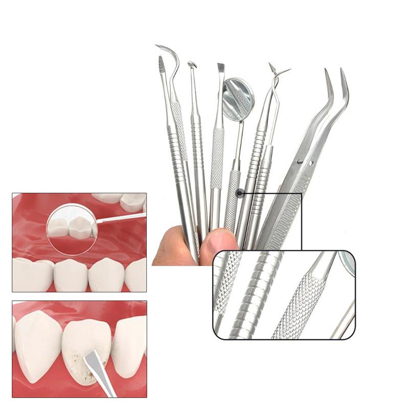 Edelstahl Zahnarzt Sauber Werkzeuge Dental Spiegel Doppel Sonde Sichel Hacke Zahn Reiniger Dental Werkzeug Produkte Mundpflege Kit