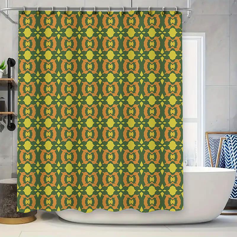 

Green Orange Geometric Shower Curtain Waterproof Bath Decor Abstract Print Modern Bathing Room Decoration For Home Living Room K W60H190(CM)-1 Pcs