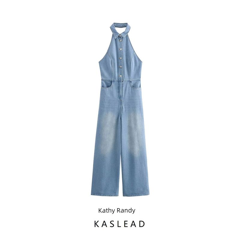 Kaslead New Arrival Women's Clothing Fashion Style Fashion Casual Minimalist Denim Jumpsuit 6147125