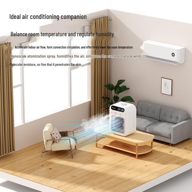Portable Mini Air Cooler & Humidifier – Silent Desktop Dorm Fan for Cooling