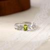 S925 Sterling Silver Leaf Ring For Women European Fashion Natural Peridot Crystal Jewelry High Sense Minimalist Finger Ornament