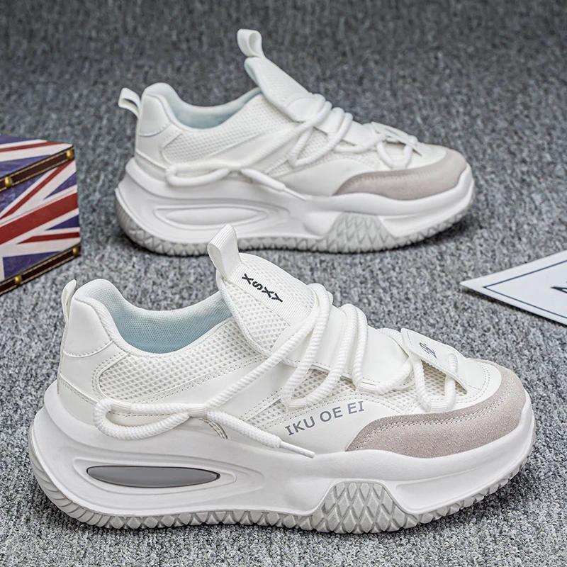 Fashion Chunky Sneaker Plus Size 45 46 47 48 Men Designer Sport Shoes Fashion Casual Leather Fabric Height Increased Flat Platform Shoes