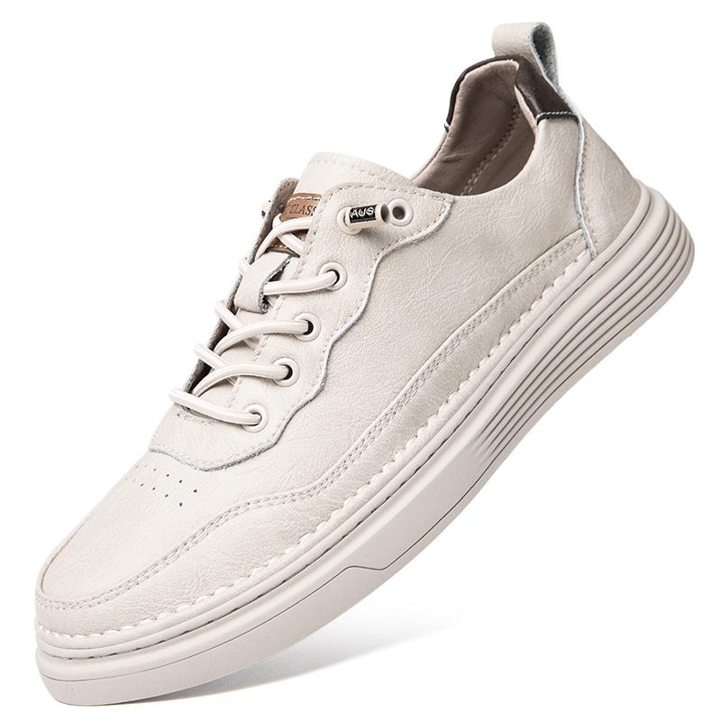 Winter Leather Casual Shoes Sports Shoes Elastic Band Men Shoes Thick Sole Leather Shoes Walking Outdoor Shoes Large Size 36-47