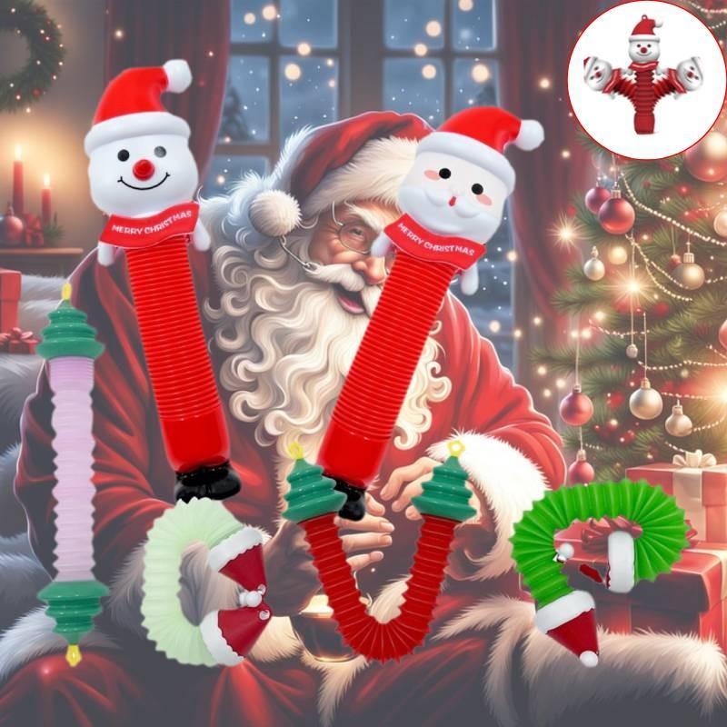 Christmas Pop Tube Telescopic Tube Santa Claus Kid Decompression Toy Xmas Gift