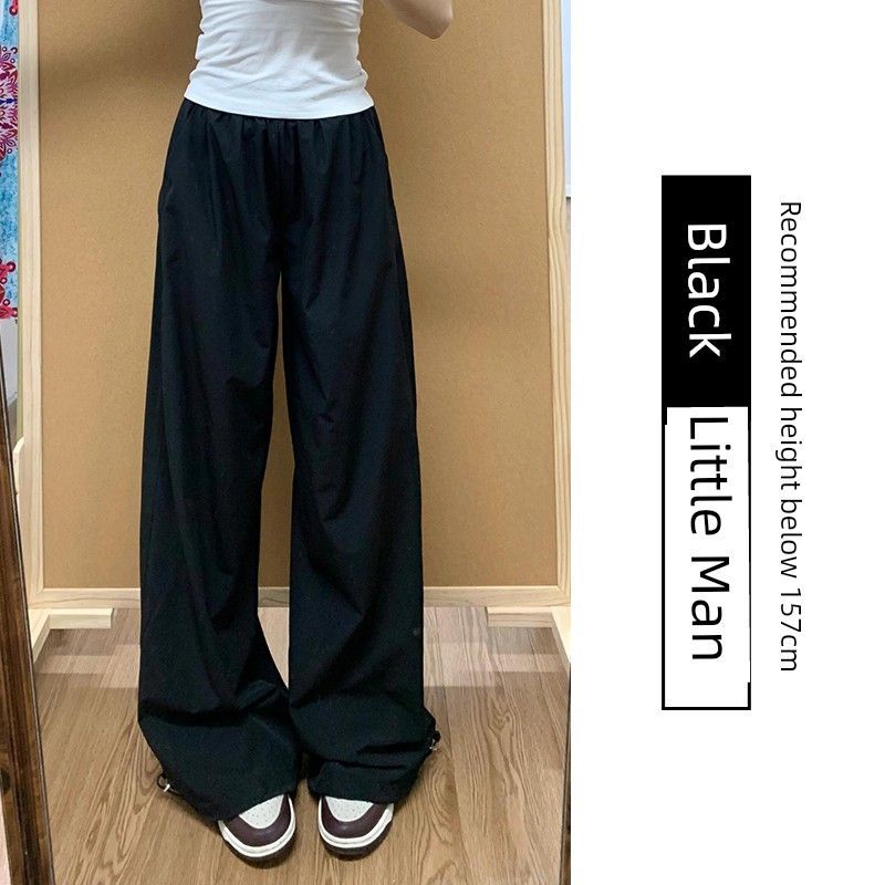 

Black Cargo Pants Women s Summer Thin American Straight-leg Loose Pants Loose Drooping Casual Small Quick-Drying Track Pants Black [Little Man]] M