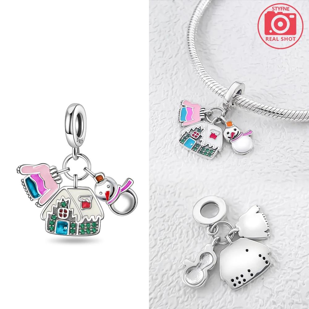 Green Christmas Tree Pendant Snowflakes And Santa Claus Original Charms Copper Beads Fit Bracelet Women Gift Diy Making