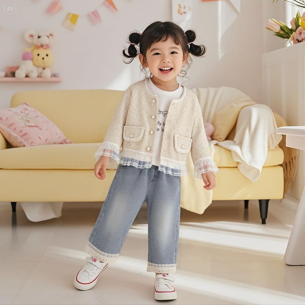 Kids Casual Long-Sleeve Set, Comfortable Daily Wear Outfits